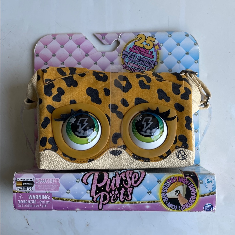 Purse Pets Interactive Sounds & Motion Crossbody - Leopard Print Green Eyes